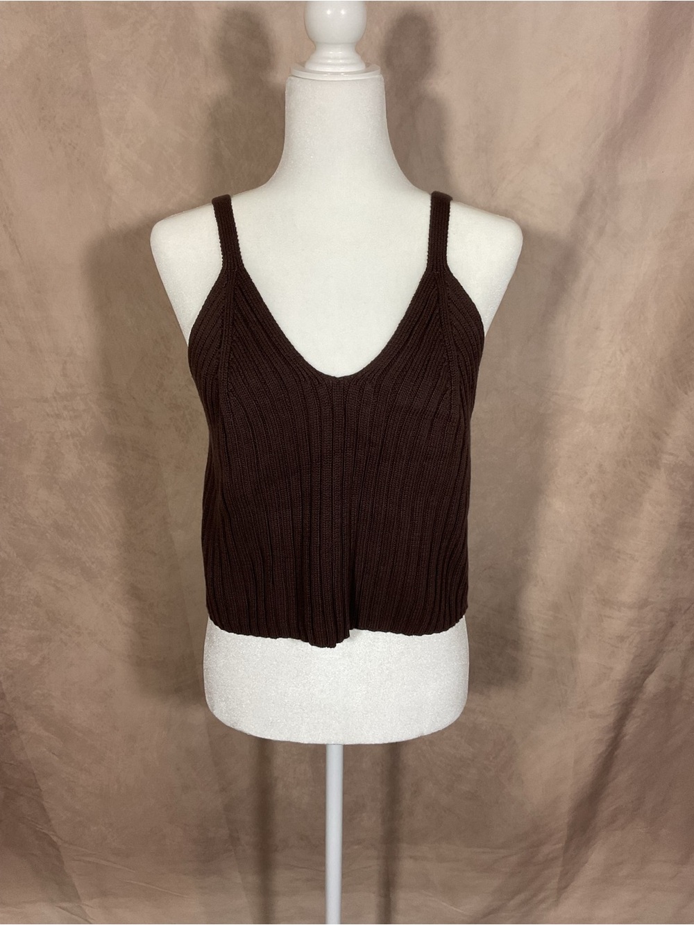 a new day Chocolate Brown Ribbed V-Neck Knit Tank